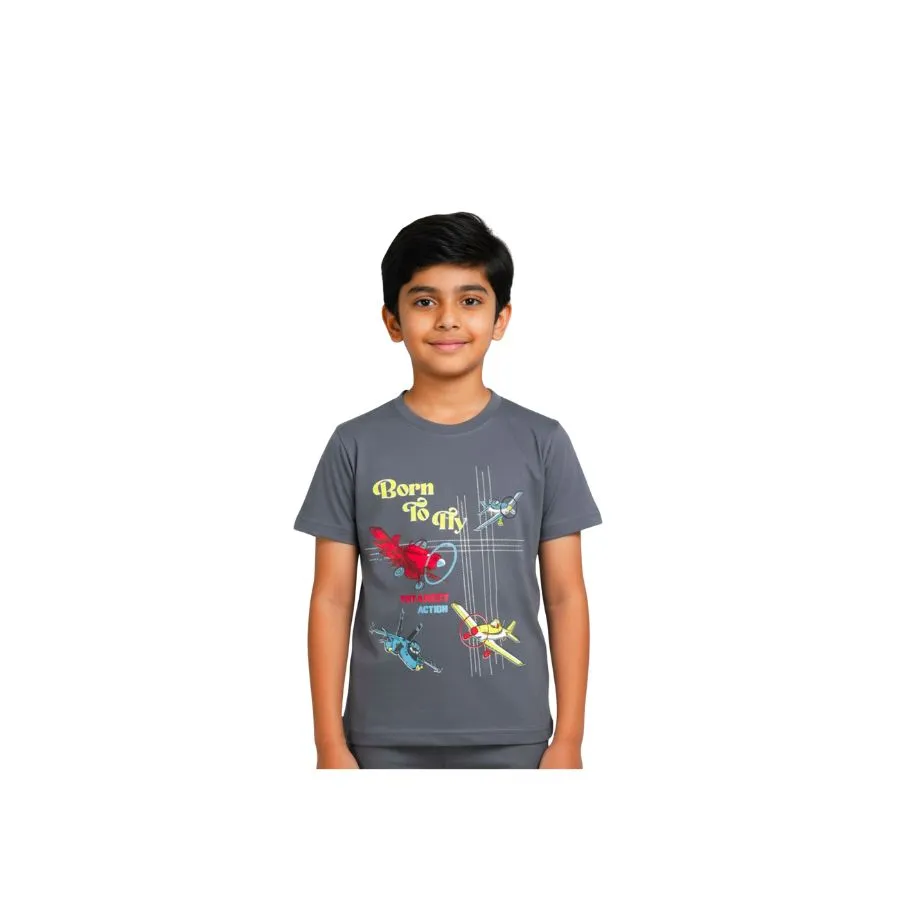 Boys T-Shirt (Rib Neck T-Shirt, Short Sleeve, Regular Length)